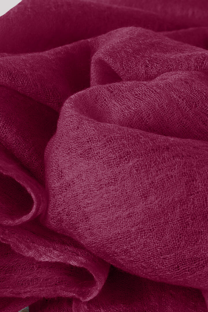 Featherlight felted pomegranate red cashmere scarf women's