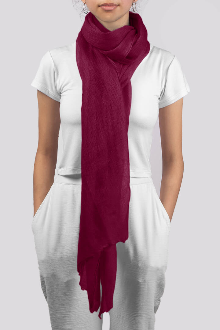 Featherlight felted pomegranate red cashmere scarf women's