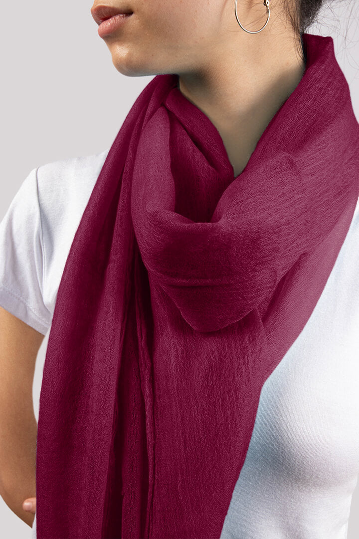 Featherlight felted pomegranate red cashmere scarf women's