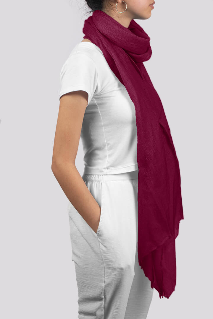 Featherlight felted pomegranate red cashmere scarf women's