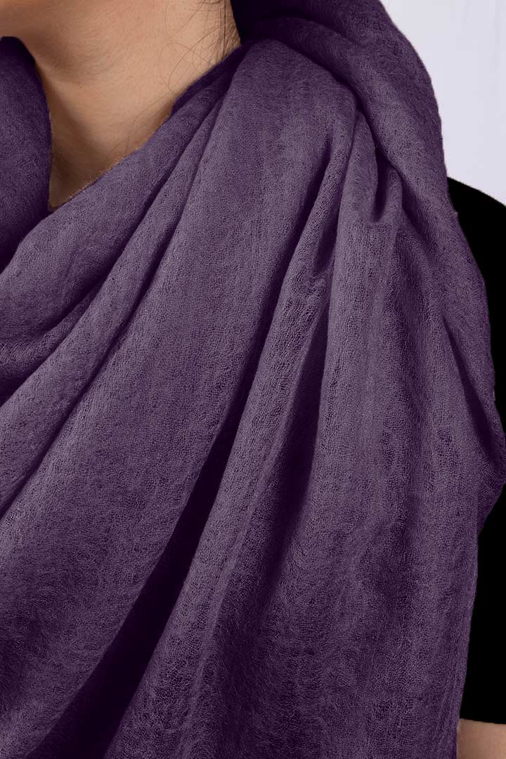Featherlight felted purple cashmere scarf
