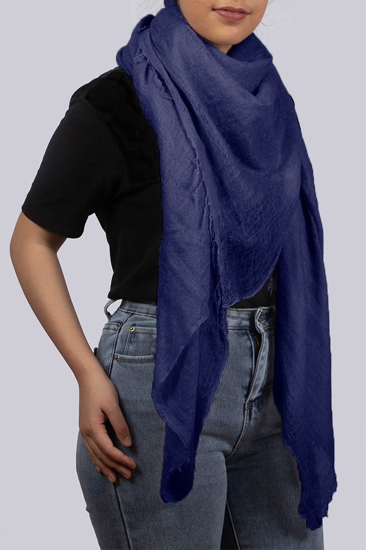 Featherlight felted royal blue cashmere scarf