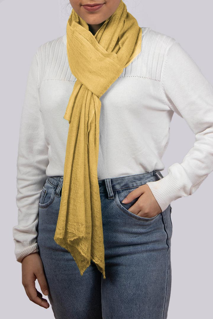 Featherlight felted sunburst yellow cashmere scarf